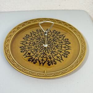 Homer Laughlin Round Serving Handled Plate Tray Coventry Castilian Mustard Gold